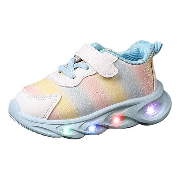 Karoyedx Girls Footwear Toddler Light Up Shoes Boys Girls LED Flashing Cartoon Lightweight Breathable Mesh Comfortable Running Sneakers for Toddler and Little Kid Blue Size,5.5