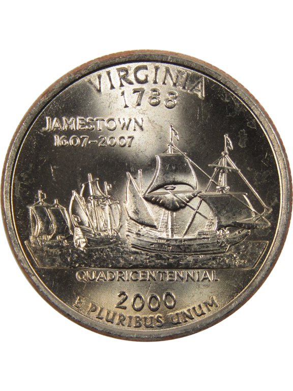2000 P Virginia State Quarter BU Uncirculated Clad 25c Coin