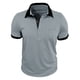 thumbnail image 2 of Blusa y camisa de manga corta con cuello vuelto para hombre, estilo casual, con botones y bolsillos, color liso, de poliéster., 2 of 8