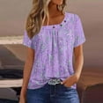 thumbnail image 2 of Short Sleeve T-Shirts for Women Graphic Print Basic Tee Scoop Neck Casual Tops Summer Tshirts Loose Fit (2XL, Purple A), 2 of 5