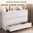 thumbnail image 4 of Hijob 6-Drawer Dresser, Modern White Dresser 47.3" Wide Sturdy Simply Chest of Drawers, Handle-Free Storage Organizer and Deep Drawers for Bedroom Living Room Entryway, White, 4 of 9