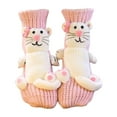 thumbnail image 2 of Cute Hand-Knitted Pink White Cat Christmas Floor Socks - Warm Cozy Winter Animal Socks, Perfect Christmas Gift, Soft Knit Material For Comfortable Wear, C, 2 of 5