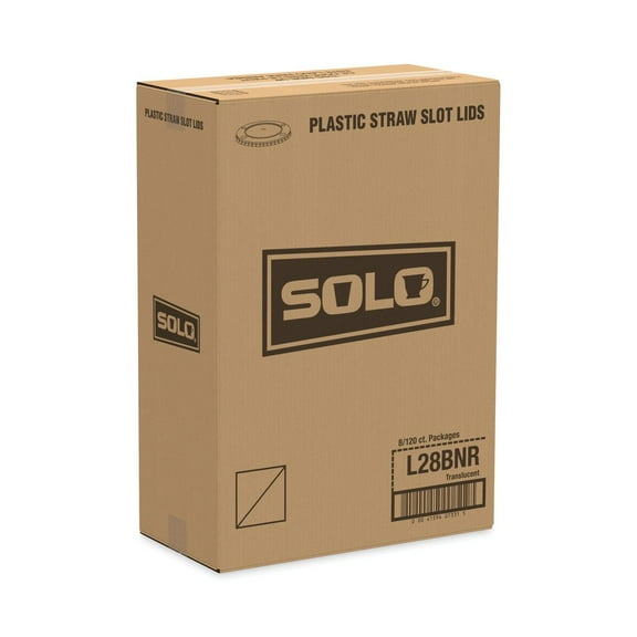 SOLO L28BNR Polystyrene Plastic Flat Straw-Slot Cold Cup Lids Fits 28 oz Cups - Translucent (960/Carton)