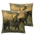 thumbnail image 2 of COMIO Cat Cowboy Throw Pillow Cover, Funny Cat Cowboy on a Horse Decorative Cotton Linen Cushion Pillow Case for Bed Sofa White, 2 of 6
