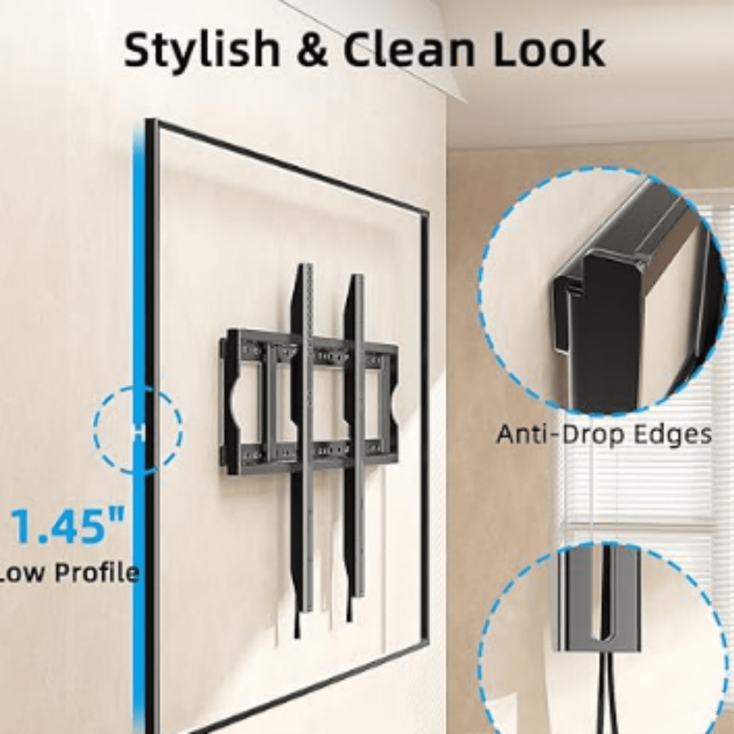 Heavy Duty TV Wall Mount for 48-150 inch Large TVs up to 330 LBS & 900x600mm Vesa, Fixed Low-Profile Slim TV Mount Wall Bracket Fit 16" 24" 32" Wood Studs