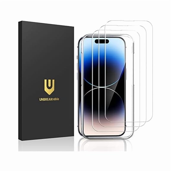 Zhu997 3-Pack Screen Protector for iPhone 14 Pro, Double Shatterproof Tempered Glass [Easy Installation Frame] [9H Hardness] [99.99% HD Clear] [Case Friendly] for iPhone 14 Pro 6.1 inch