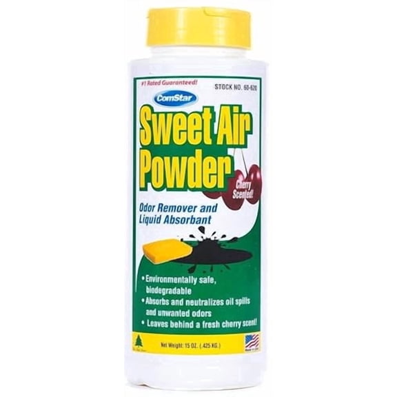 ComStar Sweet Air Powder, 15 Oz, Absorbs Spills & Eliminates Odors for Long Periods, Neutralizes Odors with Powerful but Pleasant Cherry Scent, Made in USA (60-620)