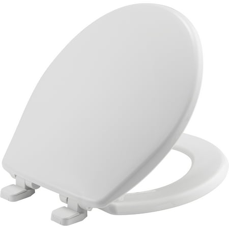 Mayfair Slow Close Round Plastic Toilet Seat in White with STA-TITE
