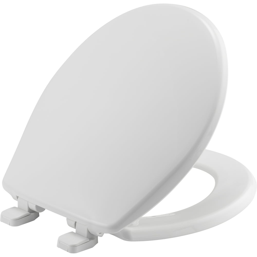 Mayfair Slow Close Round Plastic Toilet Seat in White with STATITE