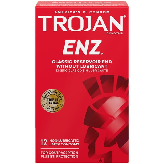 TROJAN ENZ Non-Lubricated Condoms, 12 Count