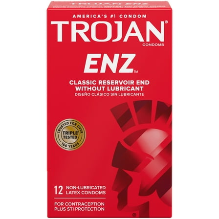 TROJAN ENZ Non-Lubricated Condoms, 12 Count