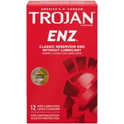 Trojan ENZ Natural Latex Non-Lubricated Condoms - 12 Count