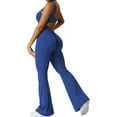 thumbnail image 1 of Women Workout Flare Jumpsuits Sexy Backless Gym Bodycon Scrunch Butt Yoga Rompers V Back Lizvette, 1 of 6
