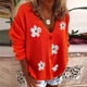 thumbnail image 4 of Moda Mujer Botones Manga Larga Casual Floral Abrigo Cárdigan Suéter Odeerbi ODB-6, 4 of 7