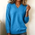 thumbnail image 2 of DYTTDG Women's V-Neck Sweater | Long Sleeve Loose Fit Solid Color Knit Pullover Top, Ribbed Cuffs and Hem Casual Jumper for Daily Outfits, 2 of 8