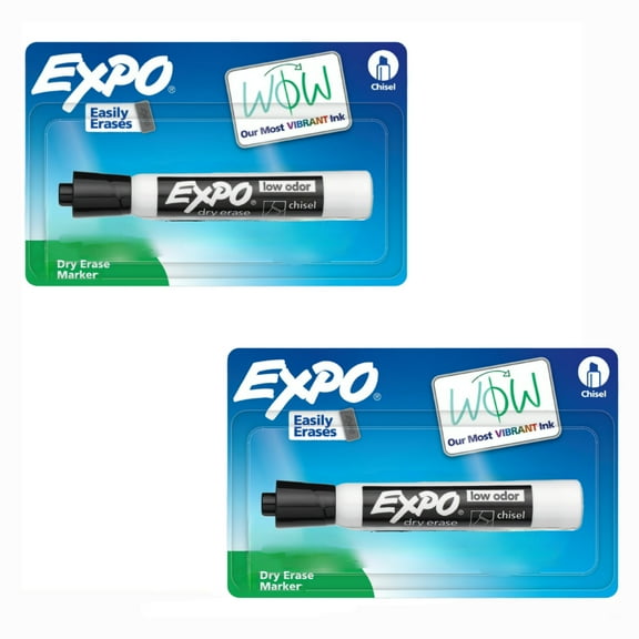 EXPO(R) Low-Odor Dry-Erase Pink Ribbon Markers, Chisel Point, Black, Pack Of 2