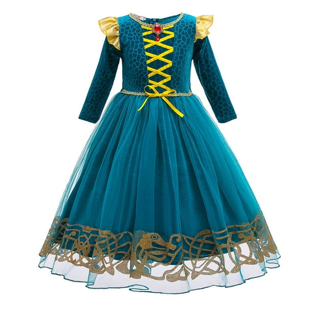 Brave Girl Merida-vestido de dibujos animados para niños, traje de juego de rol para niños, vestido de princesa de manga larga, disfraz de fiesta de Carnaval y Halloween Fivean unisex