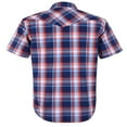 thumbnail image 2 of Coevals Club Mens Pearl Snap Plaid Western Cowboy Button Up Short Sleeve Shirts Blue White Orange 15 4X-Large, 2 of 7