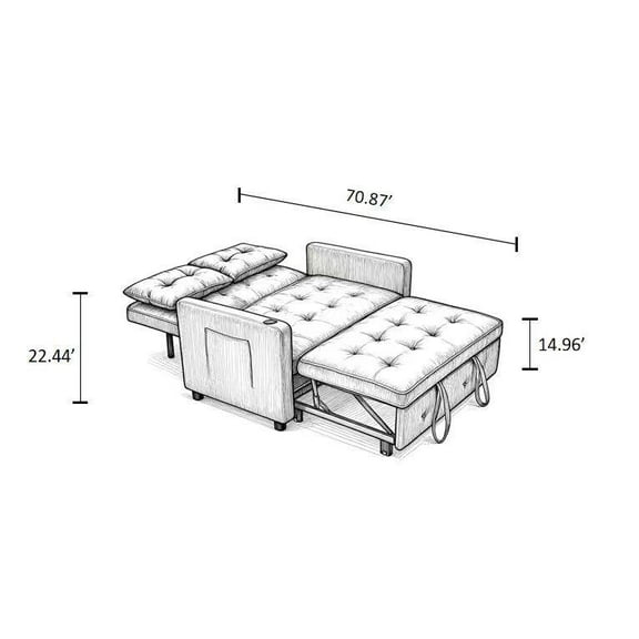 Sofa Beds Sleeper Chair 3-in-1 Convertible Chair Bed Pull Out Sleeper Chair Beds Adjustable Double Armchair Sofa Bed with USB Ports, Side Pocket, Linen navy,Sleeper Sofa