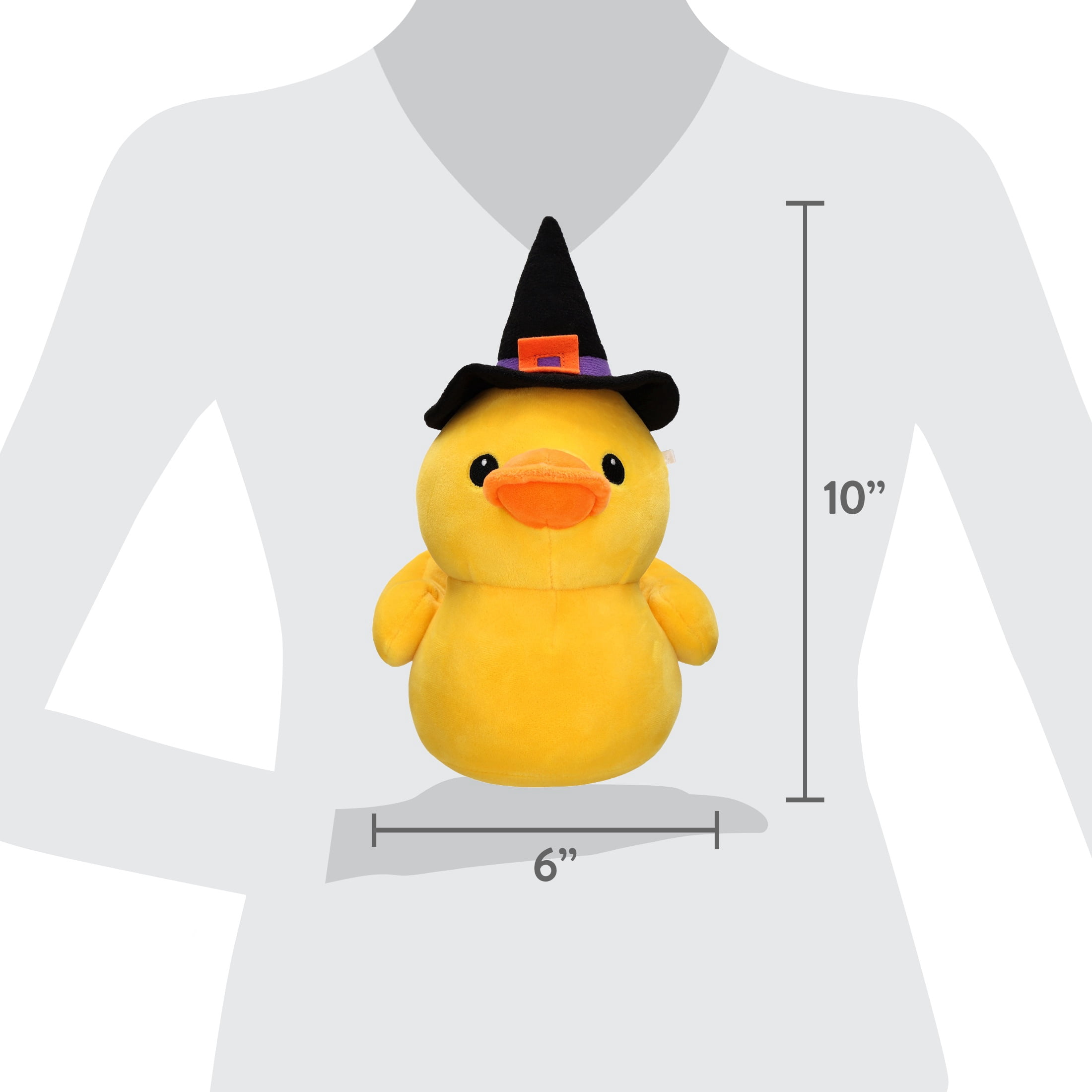 Witch Duck Plush, Yellow and Black, 10.1", Halloween by Way To Celebrate
