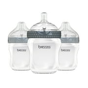 Baby Brezza Natural Baby Bottle -Easiest to Clean - Grey, 9oz, 3 Pack