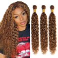 thumbnail image 1 of Hair Weave Bundles QEUOPE Ombre, marrón/rubio, rizado y rizado, 25-35 cm, 1 of 8