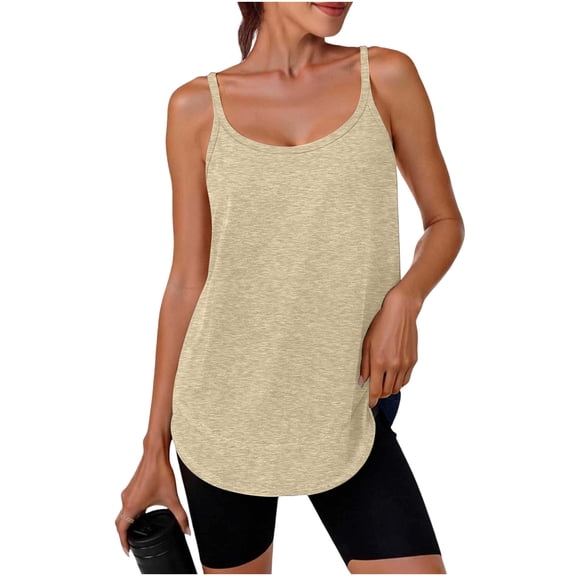 Tsesme Women's Halter Tops Adjustable Straps Loose Tank Tops 2026 Summer Lightweight Sleeveless Sport Tops,Khaki,L