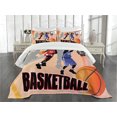 thumbnail image 3 of Ambesonne Sports Quilted Bedspread Set 3 Pcs, Vintage Basketball Art, King Size, Orange Black, 3 of 5