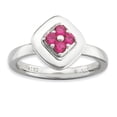 thumbnail image 1 of White Sterling Silver Ring Band Stackable Ruby, Lab Created Round Red, 1 of 4
