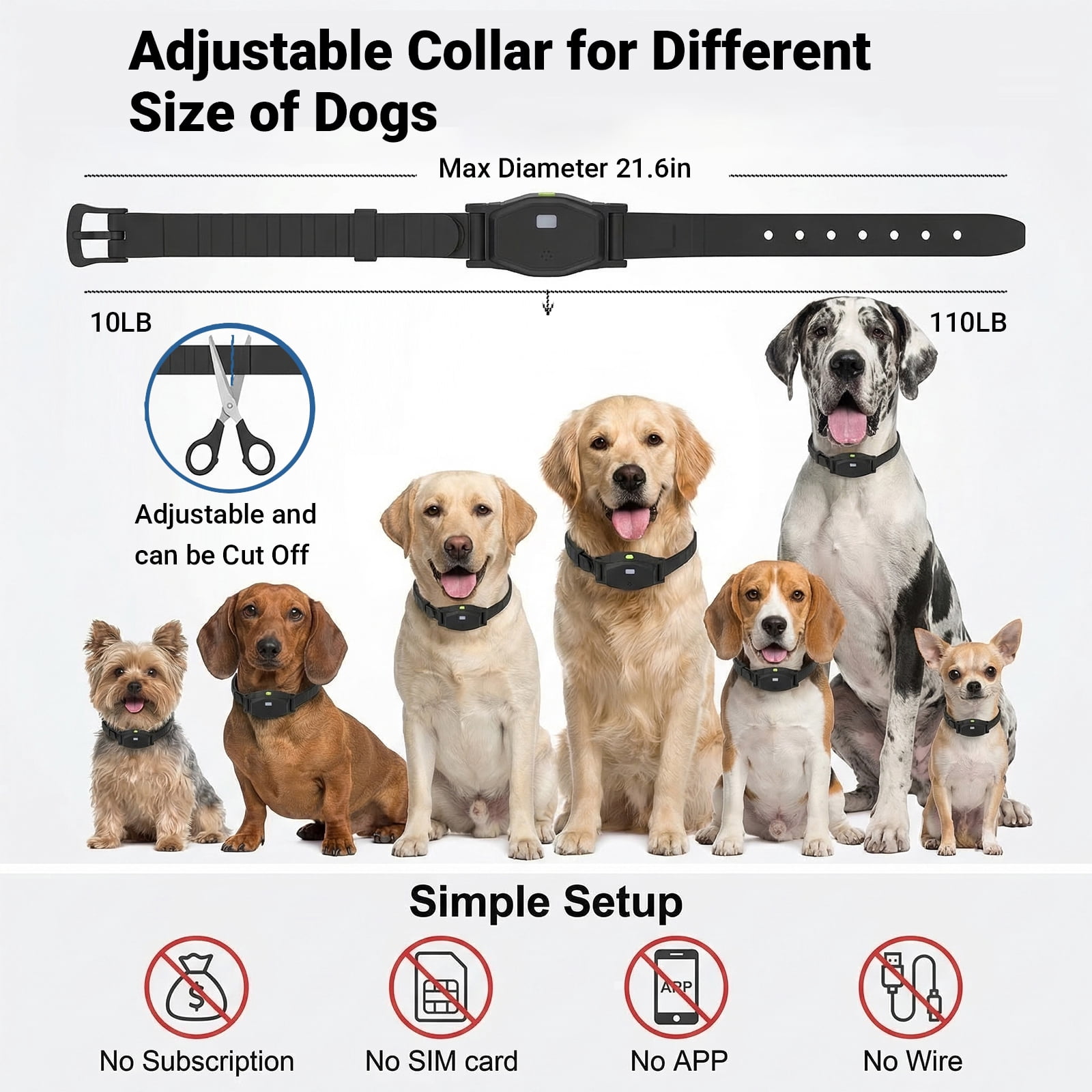 Electric Fence for Dog with Remote Training Collar, Up to 3300ft Fenceless Dog Collar System for Medium Large Dogs, Adjustable Rechargeable Collar