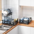 thumbnail image 2 of Escurridor de Trastes 2 Niveles,Escurridor de Trastes Acero Inoxidable,con Sistema de Drenaje Automático,Soporte Vajilla, Estante de Vaso, Accesorios de Cocina,para Organizar la Cocina(Negro), 2 of 7