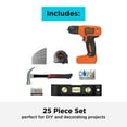 thumbnail image 4 of BLACK+DECKER 8V Max Cordless Drill and Hand Tools, 25 Piece Set, Battery Included, 4 of 14