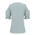 thumbnail image 6 of T Shirts For Women Womens Tops Summer Lace V Neck Plain Lace Elegant Shirt Fashion Solid Color Elegant Blouse Short Sleeve Comfy Soft Tee, 6 of 7