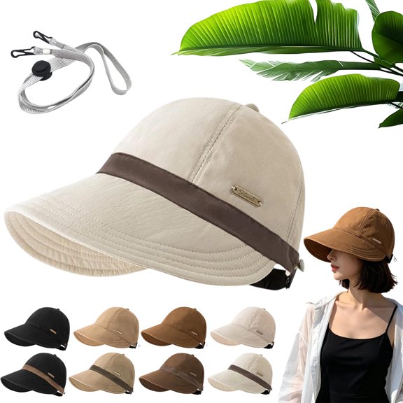 Wide Brim Sun Hats for Women Summer UPF 50 Uv Protection Ponytails Cap Adjustable Packable Visor Cap for Hiking Golf