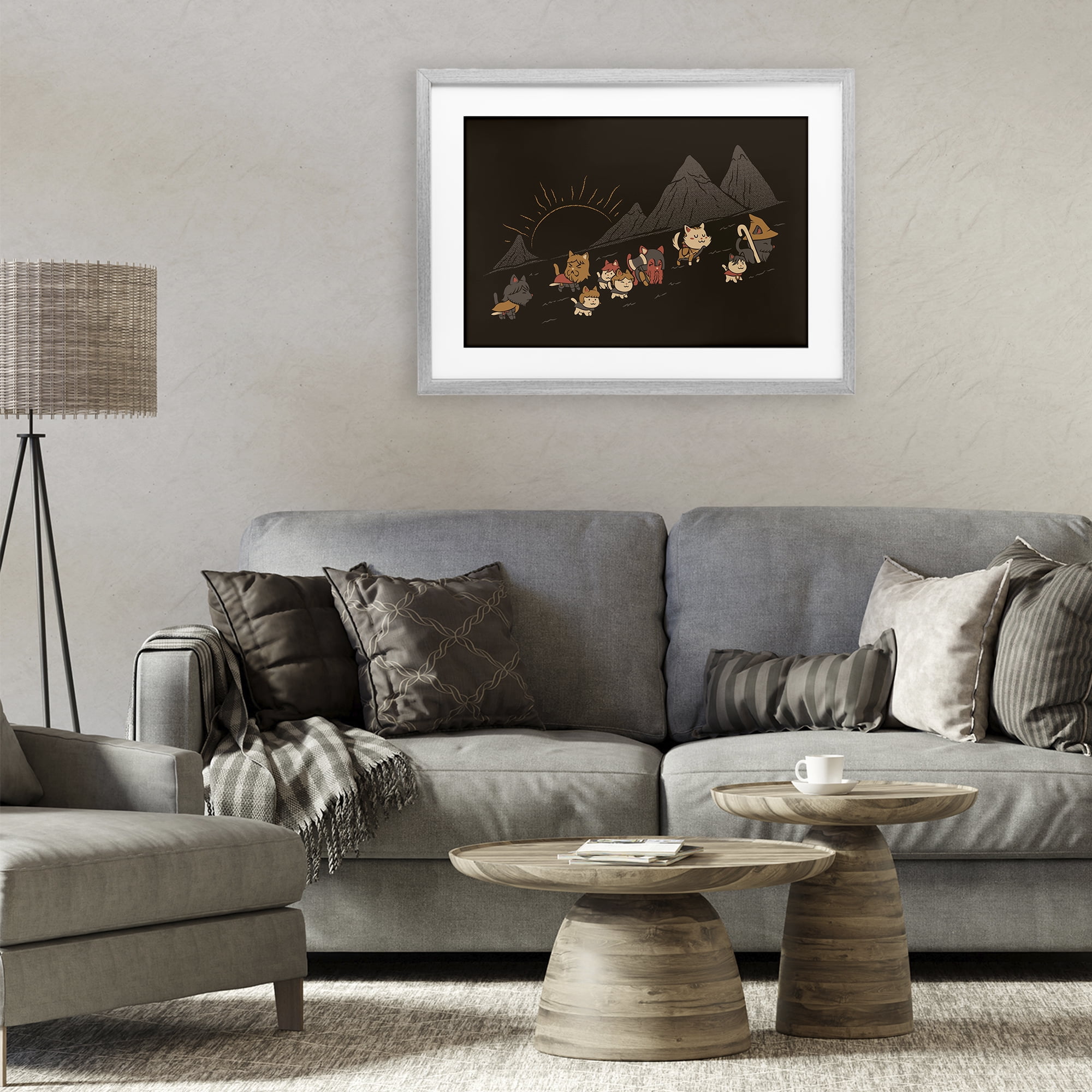 Stupell Industries Iconic Furrowship Of Ring Cats Gray Framed Print Under Glass, design by Tobe Fonseca