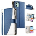 thumbnail image 2 of Funda cartera GANGXUN para iPhone 11 , cuero PU con tarjetero, cremallera, correa de mano, soporte y protección 538°, 2 of 6