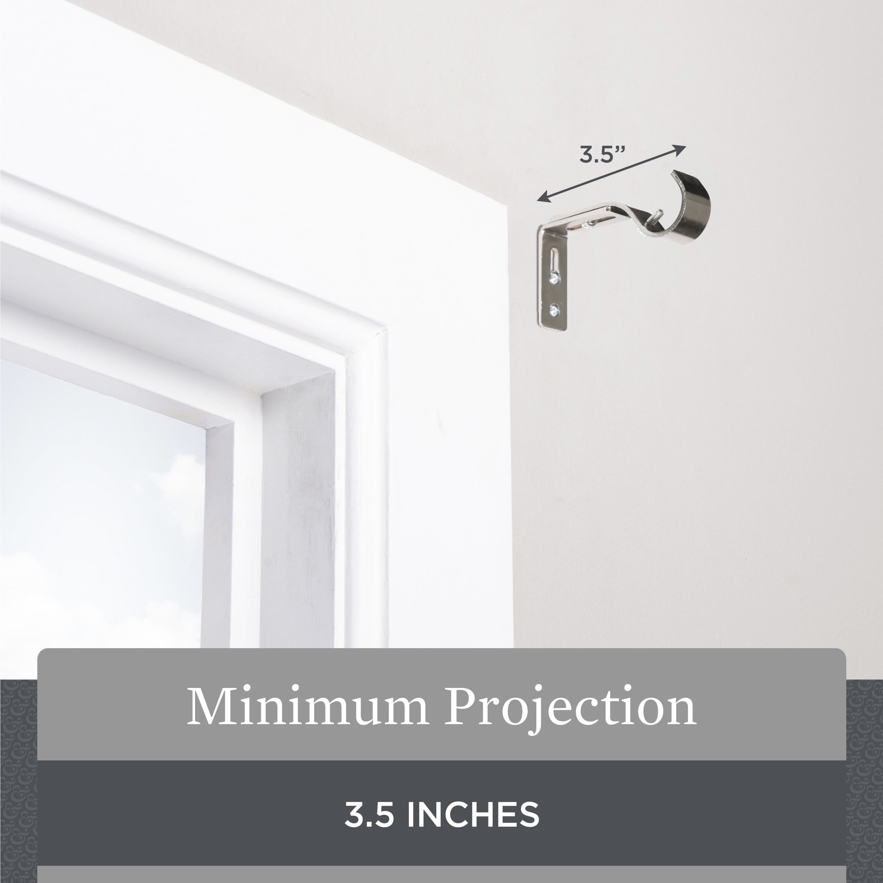 Better Homes & Gardens Plated Metal Adjustable Curtain Rod Brackets in Brushed Nickel, 3/4 to 1 Inch Diameter