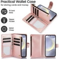 thumbnail image 4 of Dteck for iPhone 13 Wallet Case, Embossed Butterfly PU Leather Phone Case Women Men Flip Cover Wrist Strap Zipper Credit Card Holder Slots for iPhone 13,Rosegold, 4 of 6