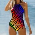 thumbnail image 2 of YDLCAFD Easter Women's Two Piece Irregular Print Swimsuit Tankini Swimsuit Set 2, 2 of 5