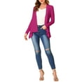 thumbnail image 3 of INSPIRE CHIC Women's Leopard Print Long Sleeve Open Front Cardigan Rose Purple S, 3 of 6