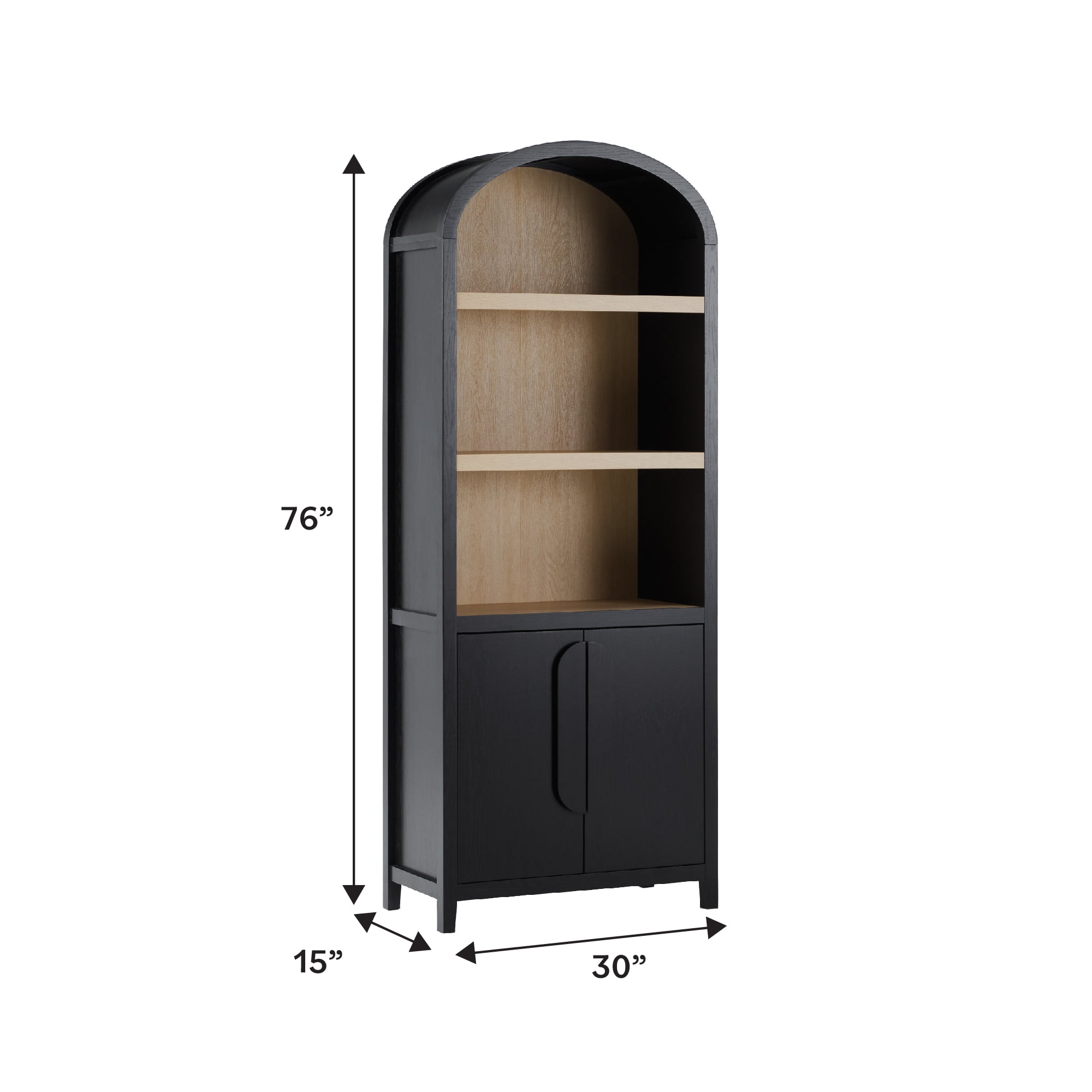 Chantelle Writing Desk with 2 Cabinet Bookcase - Black