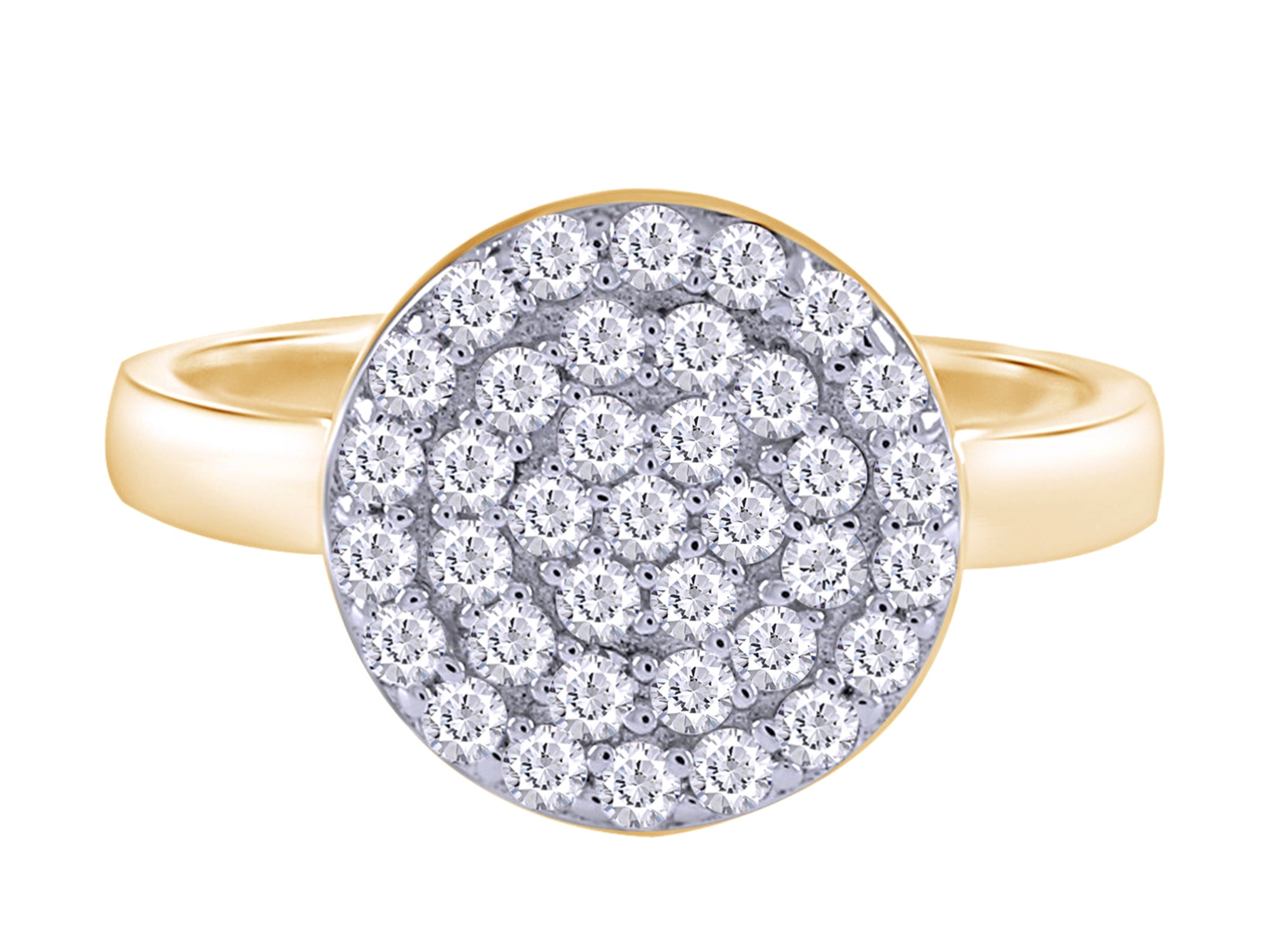 Wishrocks Round Cut White Cubic Zirconia Engagement Ring in 14K Yellow Gold Over Sterling Silver Wishrocks Round Cut White Cubic Zirconia Engagement Ring in 14K Yellow Gold Over Sterling Silver