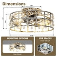 thumbnail image 6 of 18" Vintage Weathered Silver Flush Mount Crystal Ceiling Fan With Remote, DC Motor Ceiling Fan for Bedroom, Hallway, Living Room, 6 of 14