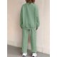 thumbnail image 4 of Conjunto Deportivo de Dos Piezas para Mujer: Sudadera y Pantalón Deportivo de Cuello Redondo Liso y Holgado, Conjunto de Jersey para Estar en Casa. Verde S, 4 of 5