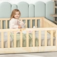 thumbnail image 4 of Full Montessori Floor Bed for Toddlers, UHOMEPRO Kids Floor Bed with Safety Fence and Door, Low Profile Wood Platform Bed, No Box Spring Needed, Walnut, 4 of 14
