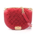 thumbnail image 1 of Pre-Owned Chanel Boy Small Shoulder Bag Handbag Leather Boa Women's Red AS3350, 1 of 10