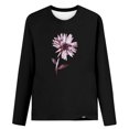 thumbnail image 4 of IROINNID Pink Tops for Women Long Sleeves Shirts Printed Round Neck Comfy Tee ,Black, 4 of 5