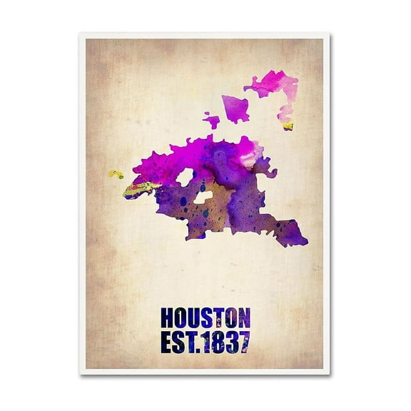 Trademark Fine Art "Houston Watercolor Map" Canvas Art by Naxart