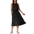 thumbnail image 2 of INSPIRE CHIC Women's 2 Piece Skirt Set Sleeveless Crop Tank High Waist A-Line Midi Skirt Casual Summer Outfits Black XS, 2 of 6