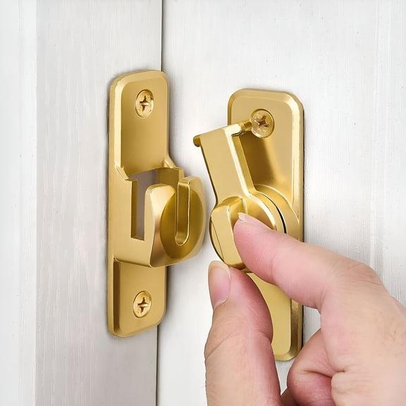 TALENO Heavy Duty Adjustable Barn Door Lock 90/180 Degree - Solid Zinc Alloy Sliding Door Latch for Bedroom,Cabinet,Gate - Gold (1 Pack)